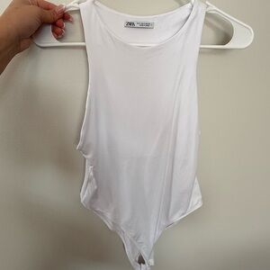 Zara White Sleeveless Bodysuit